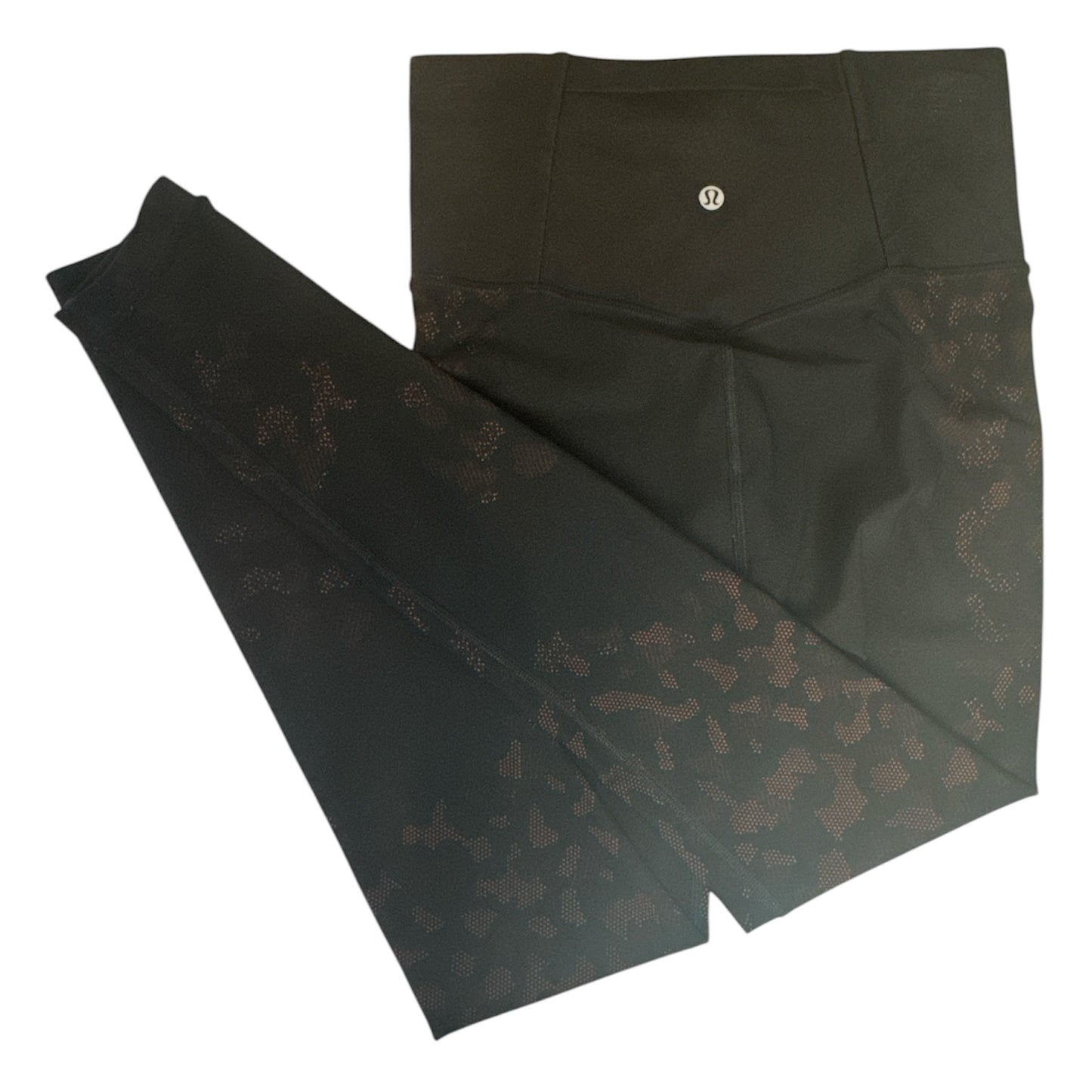 LULULEMON BLACK LEOPARD JACQUARD YOGA LEGGINGS – SIZE 6