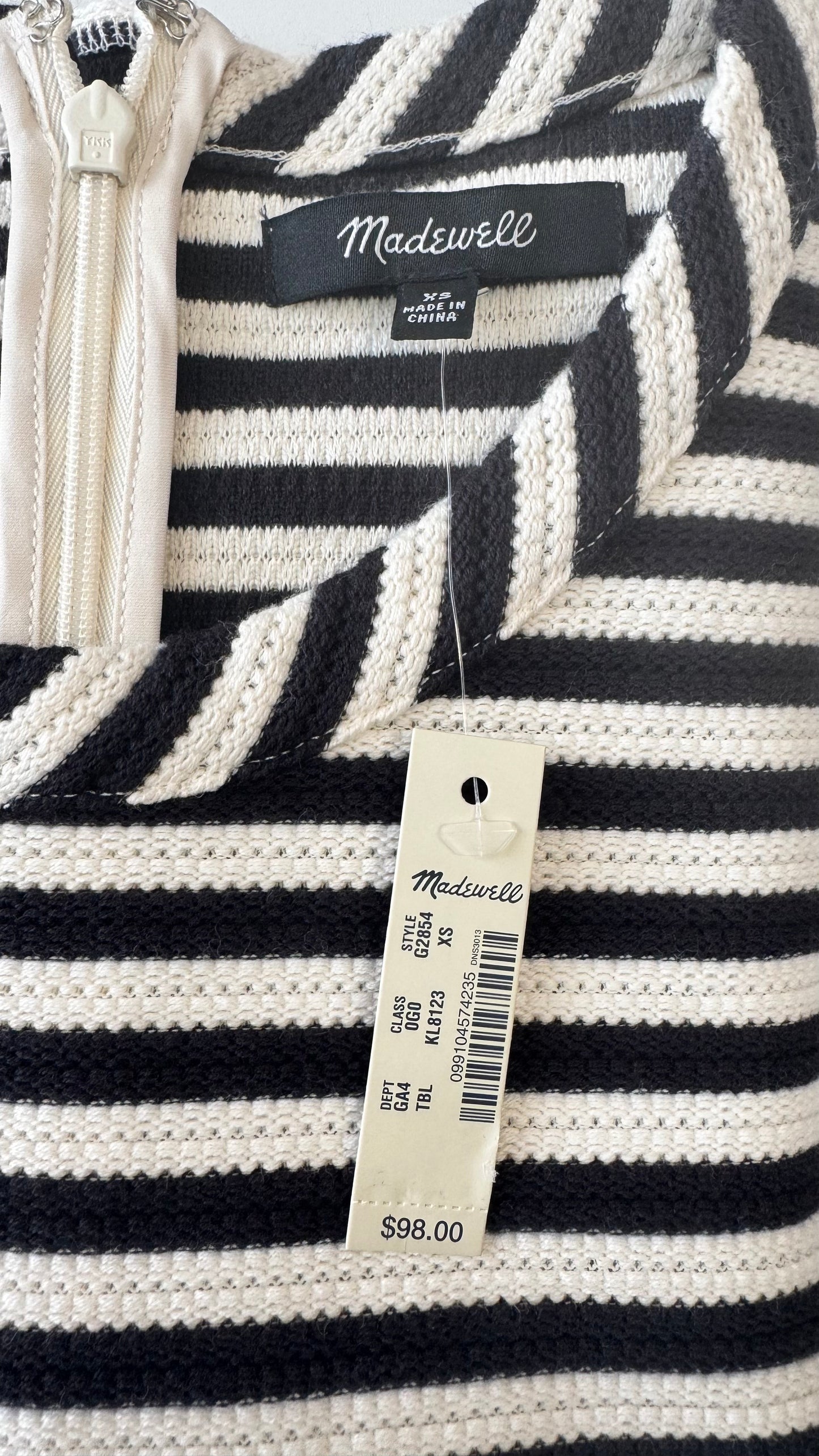 MADEWELL STRIPED FIT & FLARE DRESS – NWT – SIZE XS