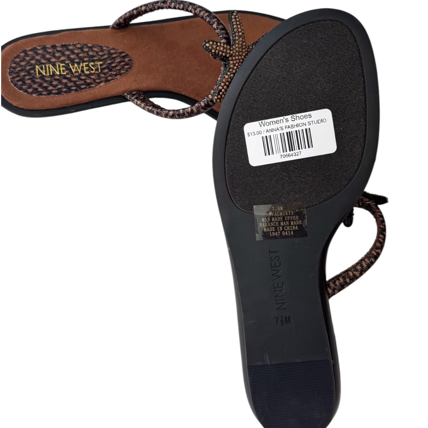 NINE WEST STARFISH THONG SANDALS – SIZE 7.5