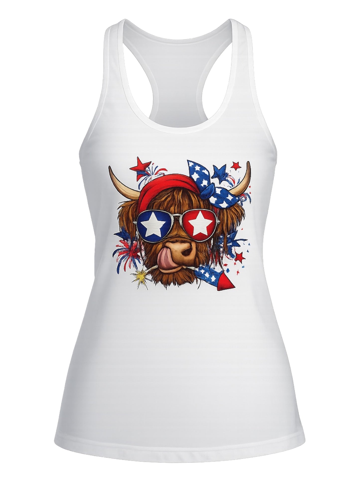 4TH OF JULY HIGHLAND COW TANK – SIZE M