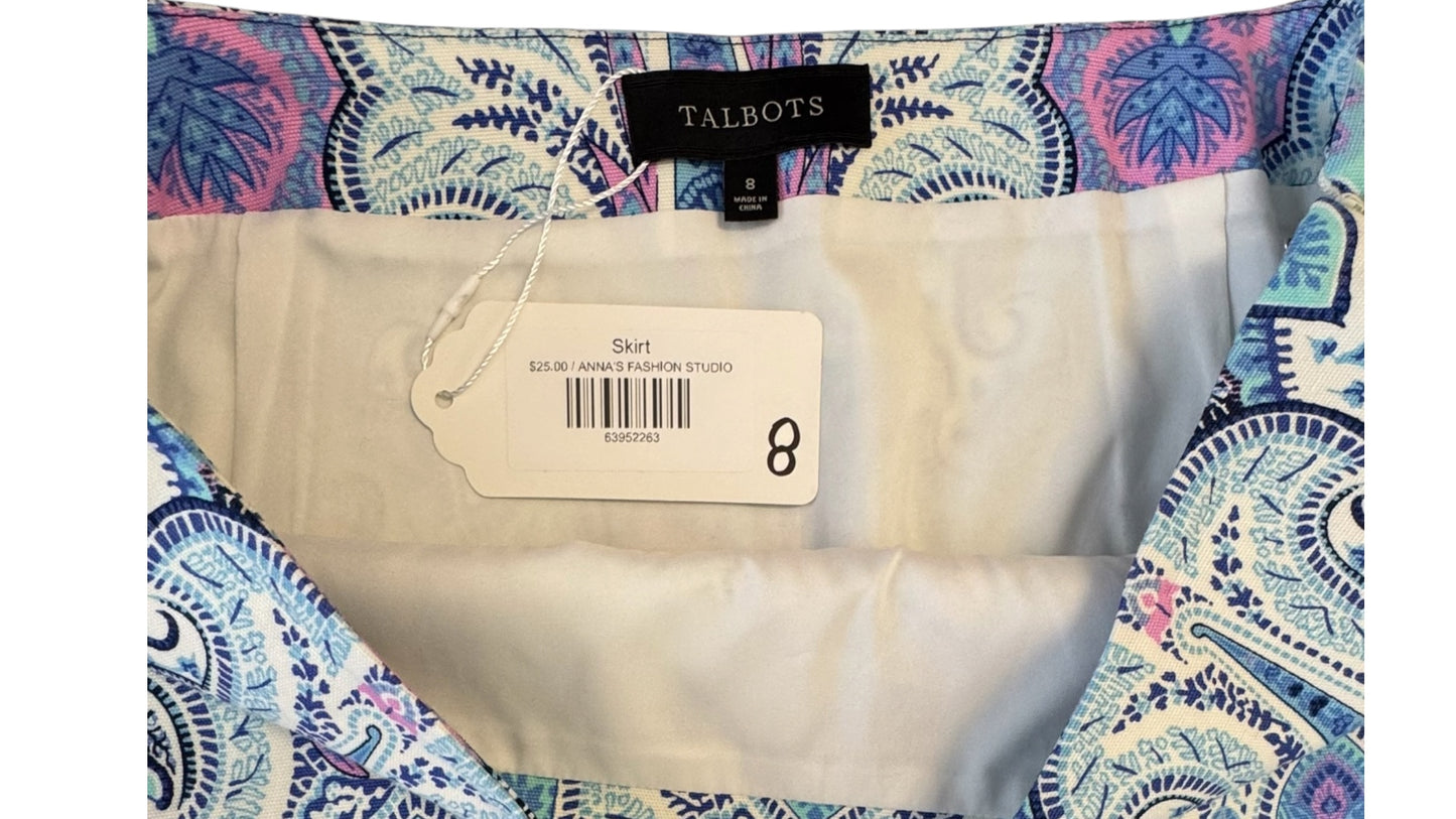 TALBOTS PAISLEY PRINT MIDI SKIRT – SIZE 8