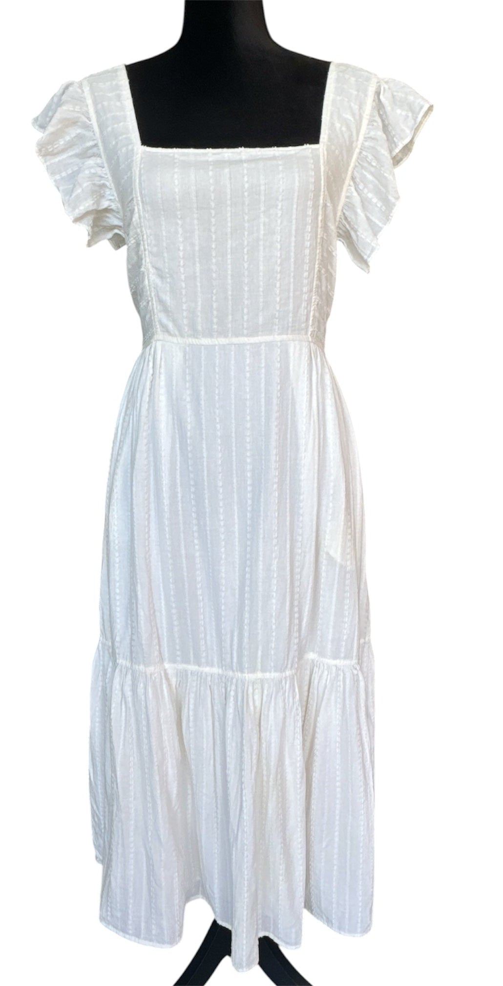 MADEWELL WHITE OPEN BACK MIDI DRESS - SIZE M
