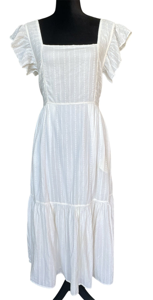 MADEWELL WHITE OPEN BACK MIDI DRESS - SIZE M