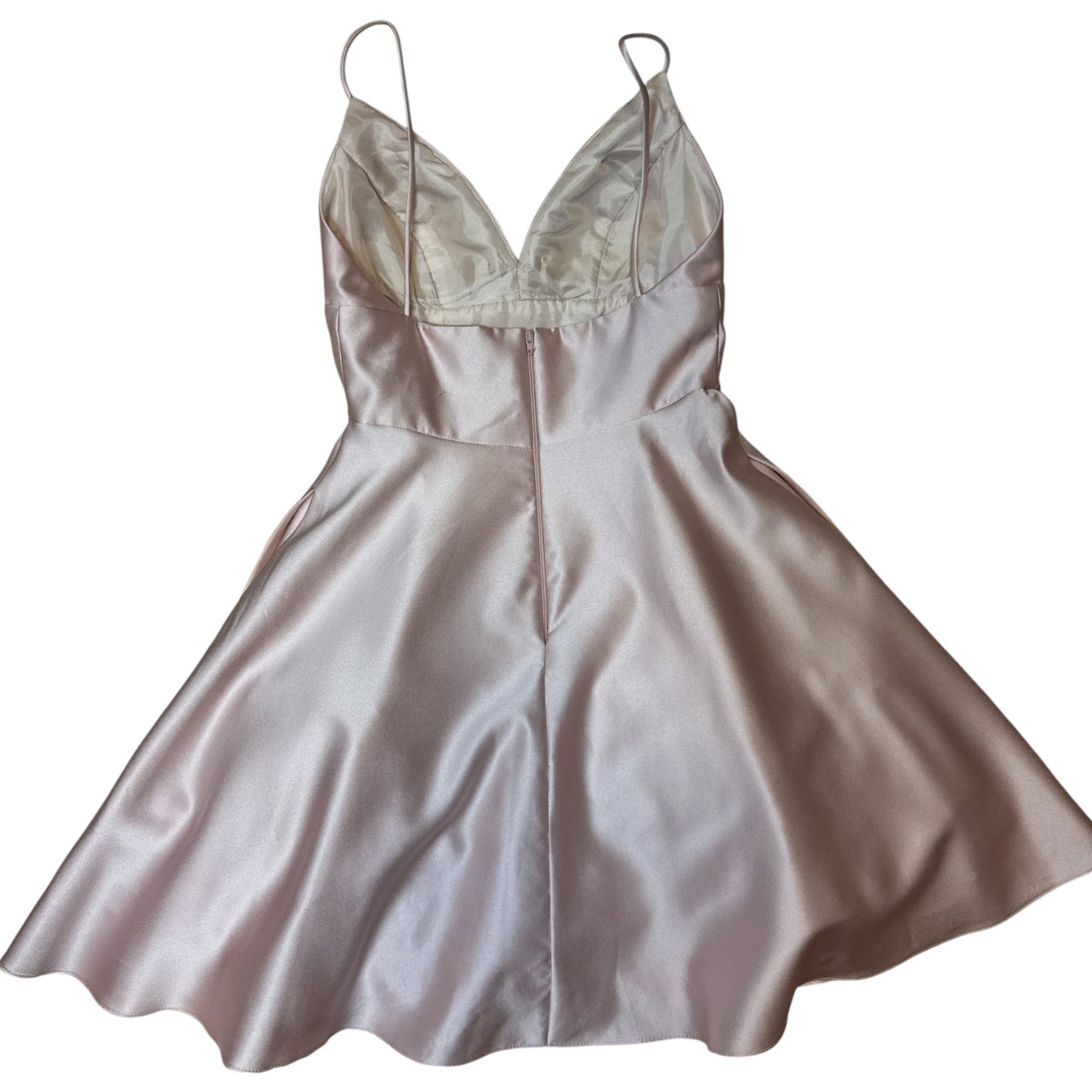 BETSY & ADAM BLUSH SATIN SKATER DRESS – SIZE 2