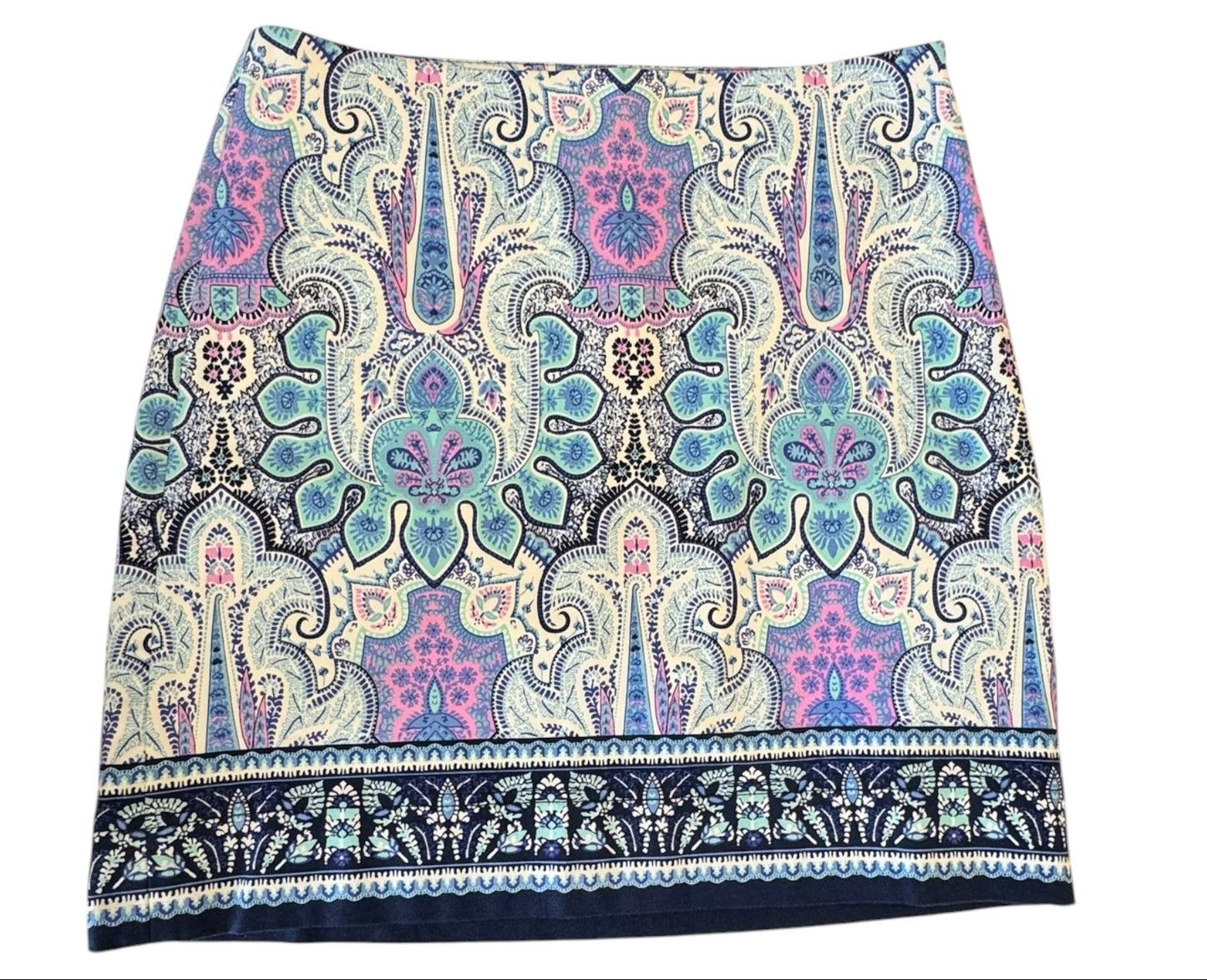 TALBOTS PAISLEY PRINT MIDI SKIRT – SIZE 8