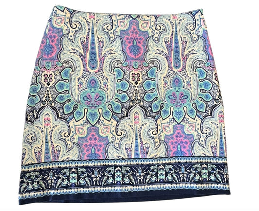 TALBOTS PAISLEY PRINT MIDI SKIRT – SIZE 8