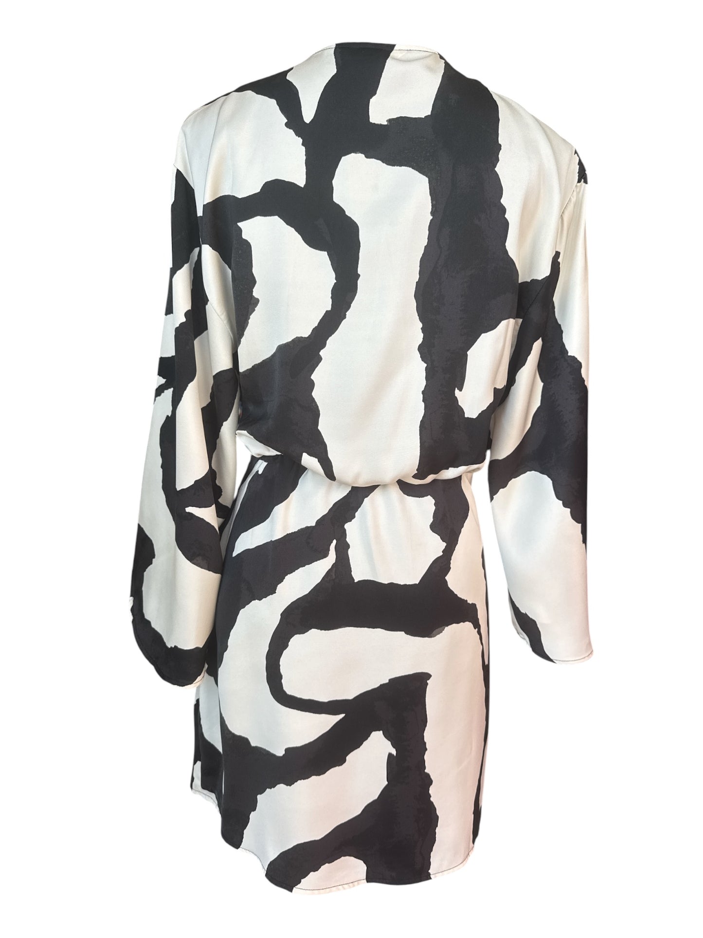 H&M ABSTRACT PRINT WRAP DRESS – SIZE S