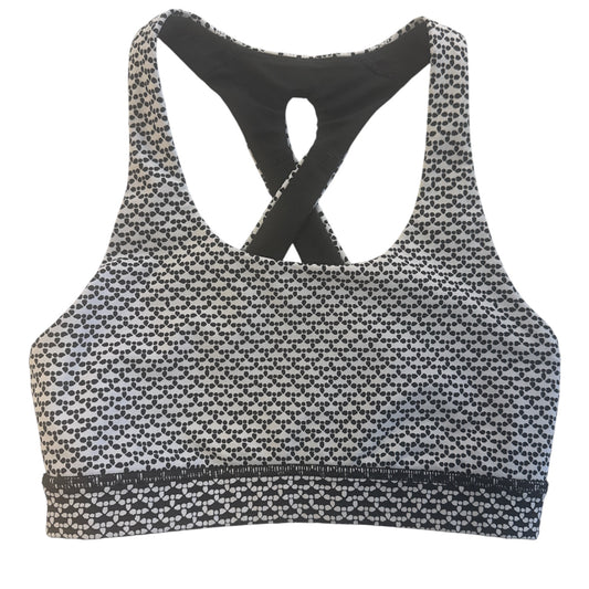 LULULEMON BLACK & WHITE SPECKLED CROSS-BACK SPORTS BRA – SIZE 2