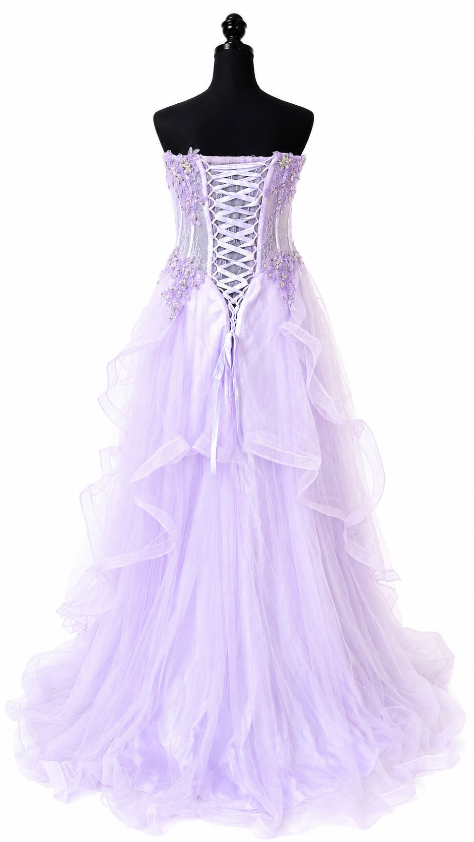 KISSPROM LILAC BEADED TULLE CORSET GOWN – SIZE 2 / NWT
