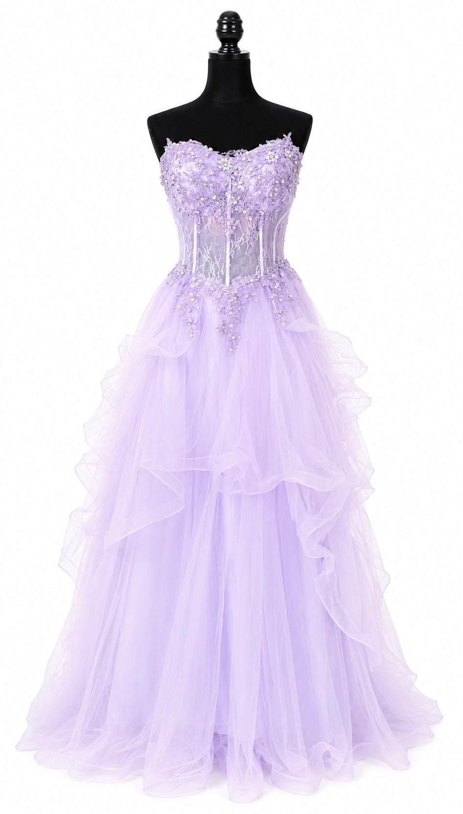 KISSPROM LILAC BEADED TULLE CORSET GOWN – SIZE 2 / NWT