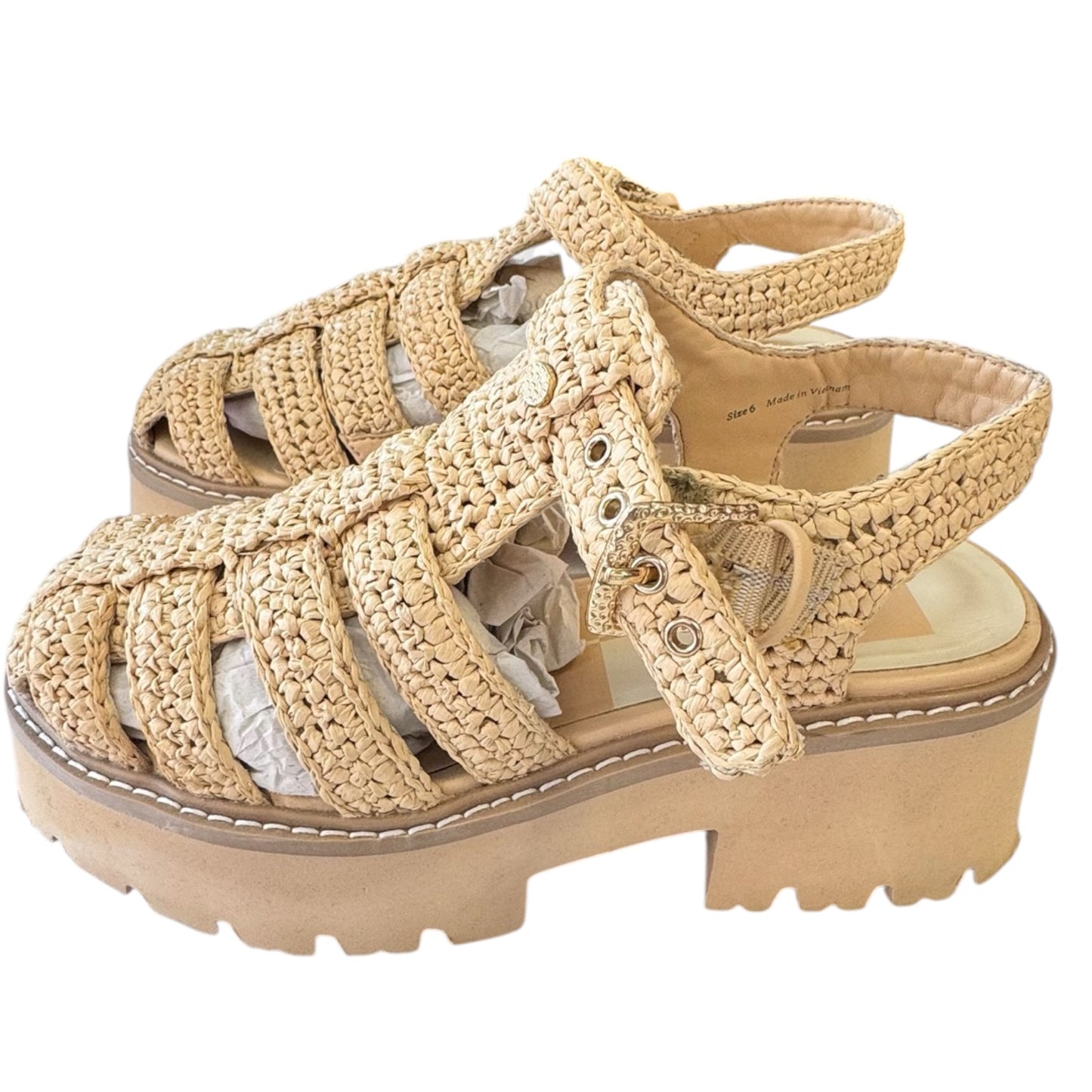 DOLCE VITA RAFFIA PLATFORM SANDALS – SIZE 6 - NEW