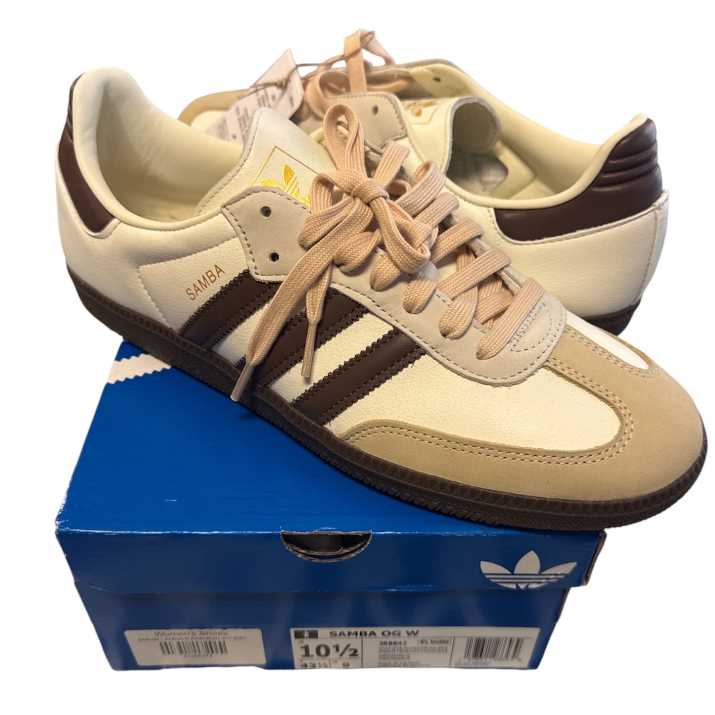ADIDAS SAMBA OG W CREAM & BROWN SNEAKERS – SIZE 10.5 NWT