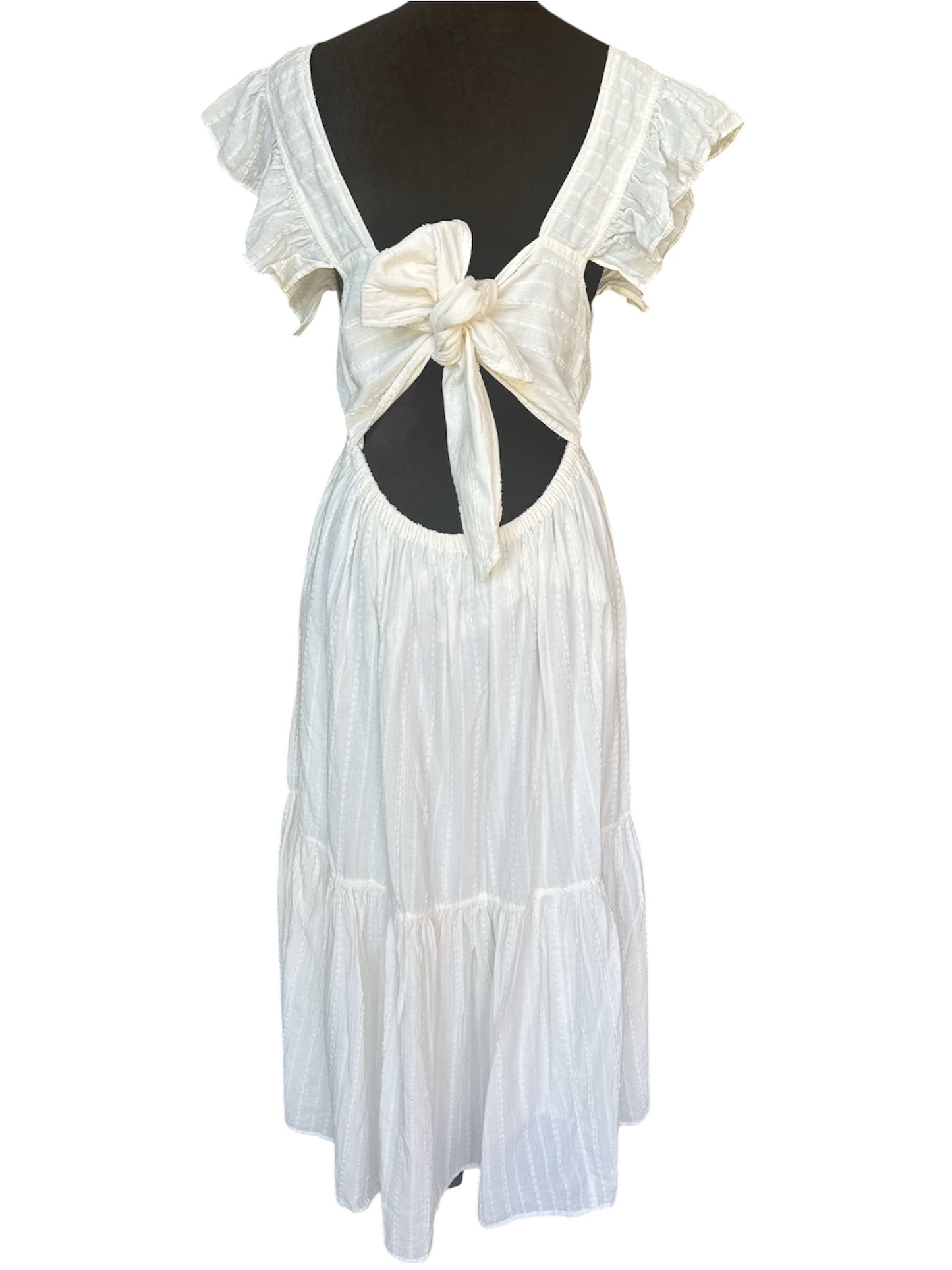 MADEWELL WHITE OPEN BACK MIDI DRESS - SIZE M