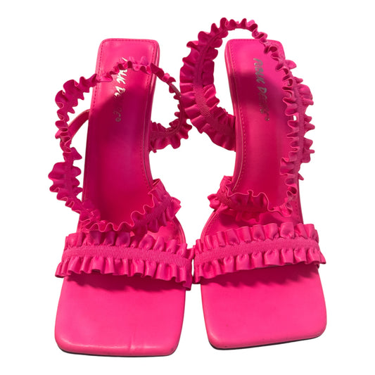 PUBLIC DESIRE HOT PINK RUFFLE STRAPPY HEELS – SIZE 7 NEW