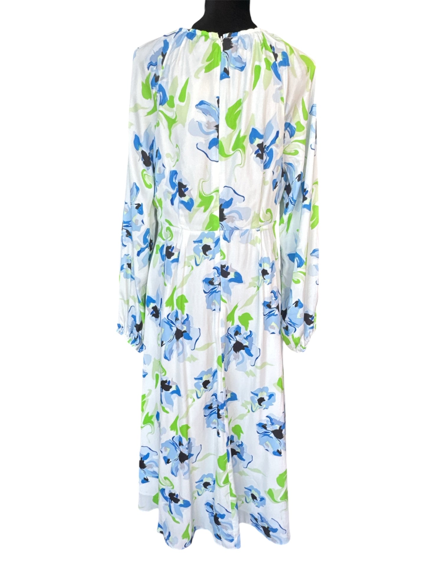 THE LIMITED BLUE & GREEN FLORAL LONG SLEEVE MIDI DRESS - SIZE MEDIUM