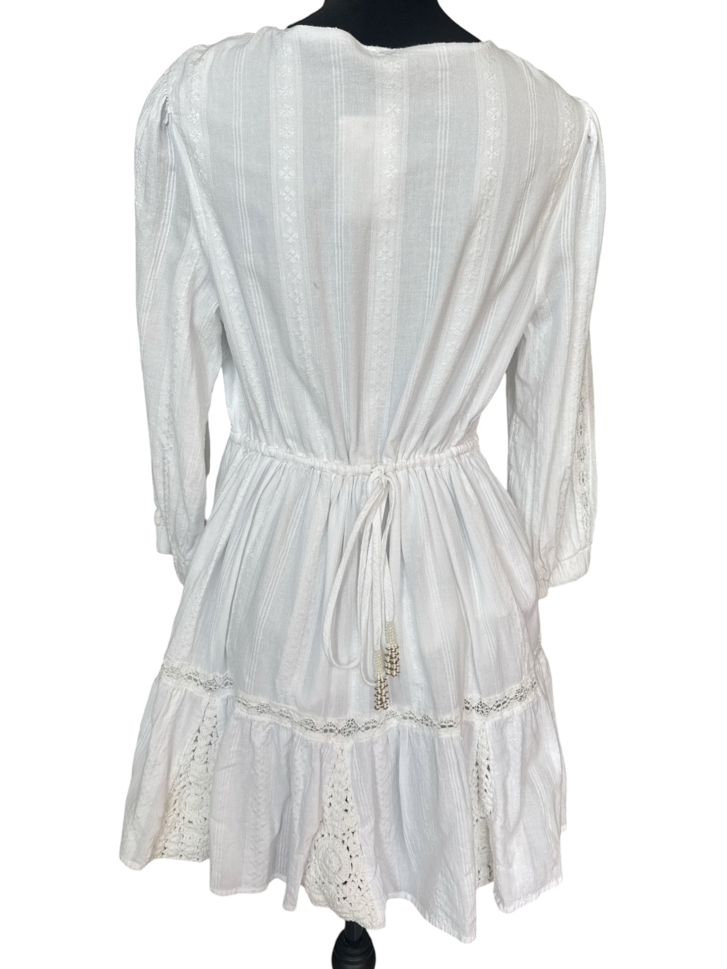 FREE PEOPLE WHITE CROCHET LACE BOHO MINI DRESS – XS