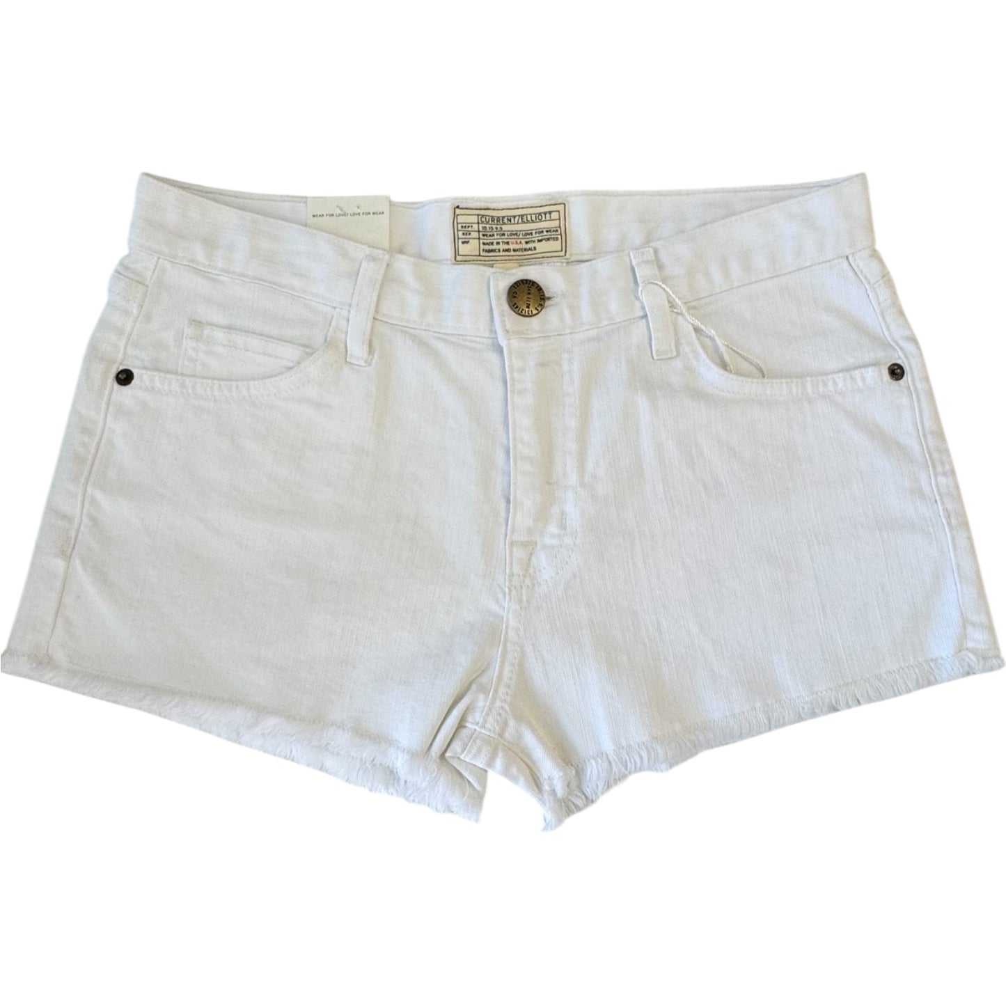 CURRENT/ELLIOTT THE BOYFRIEND WHITE DENIM SHORTS – SIZE 25 /XS – NWT