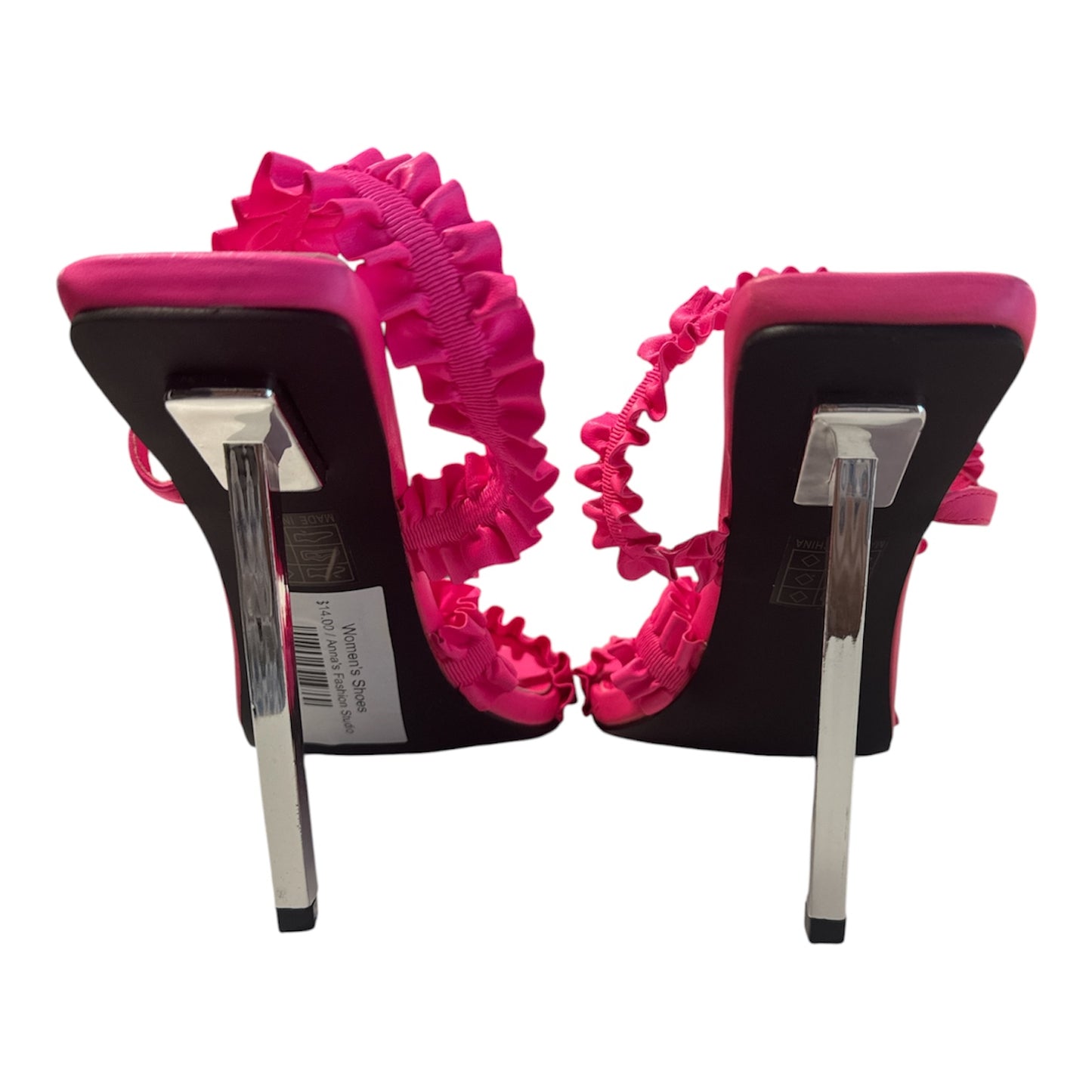 PUBLIC DESIRE HOT PINK RUFFLE STRAPPY HEELS – SIZE 7 NEW