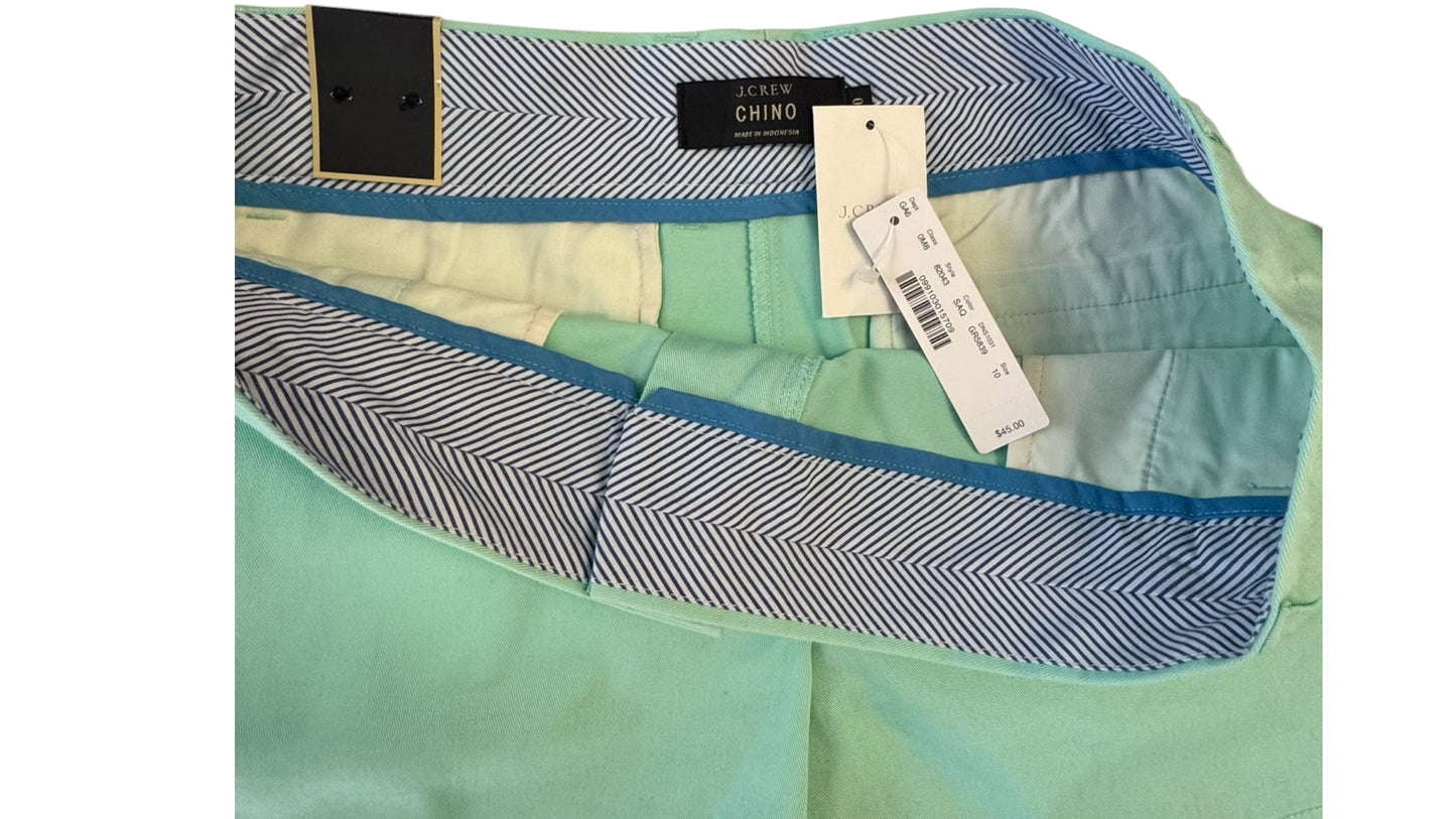 J.CREW MINT GREEN CHINO SHORTS – SIZE 10 – NWT