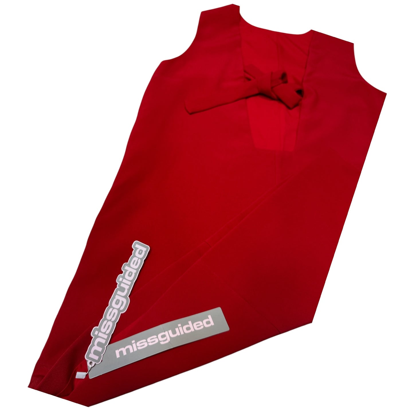 MISSGUIDED RED BOW DETAIL SHIFT MINI DRESS – M