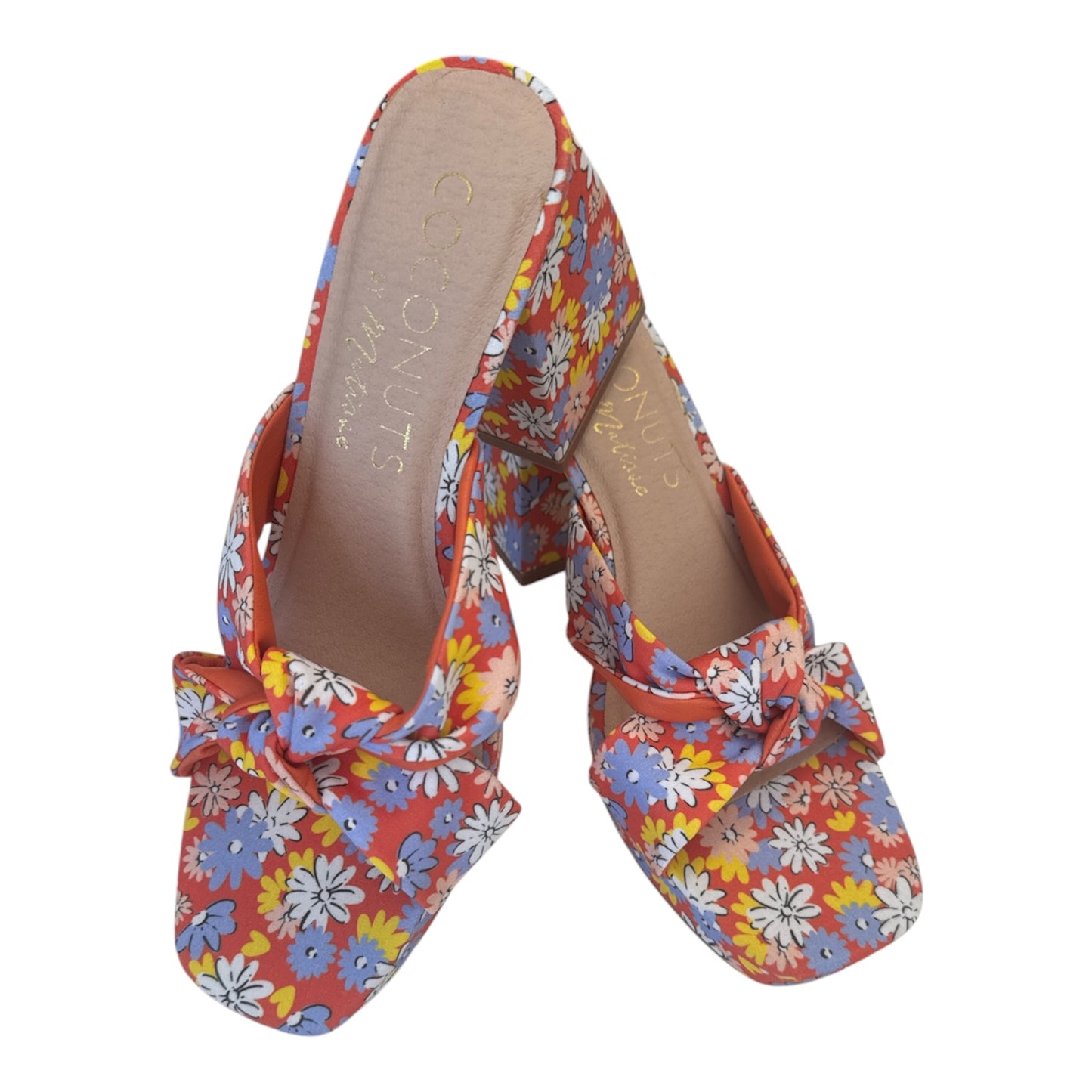 COCONUTS BY MATISSE FLORAL PLATFORM BLOCK HEELS – SIZE 8