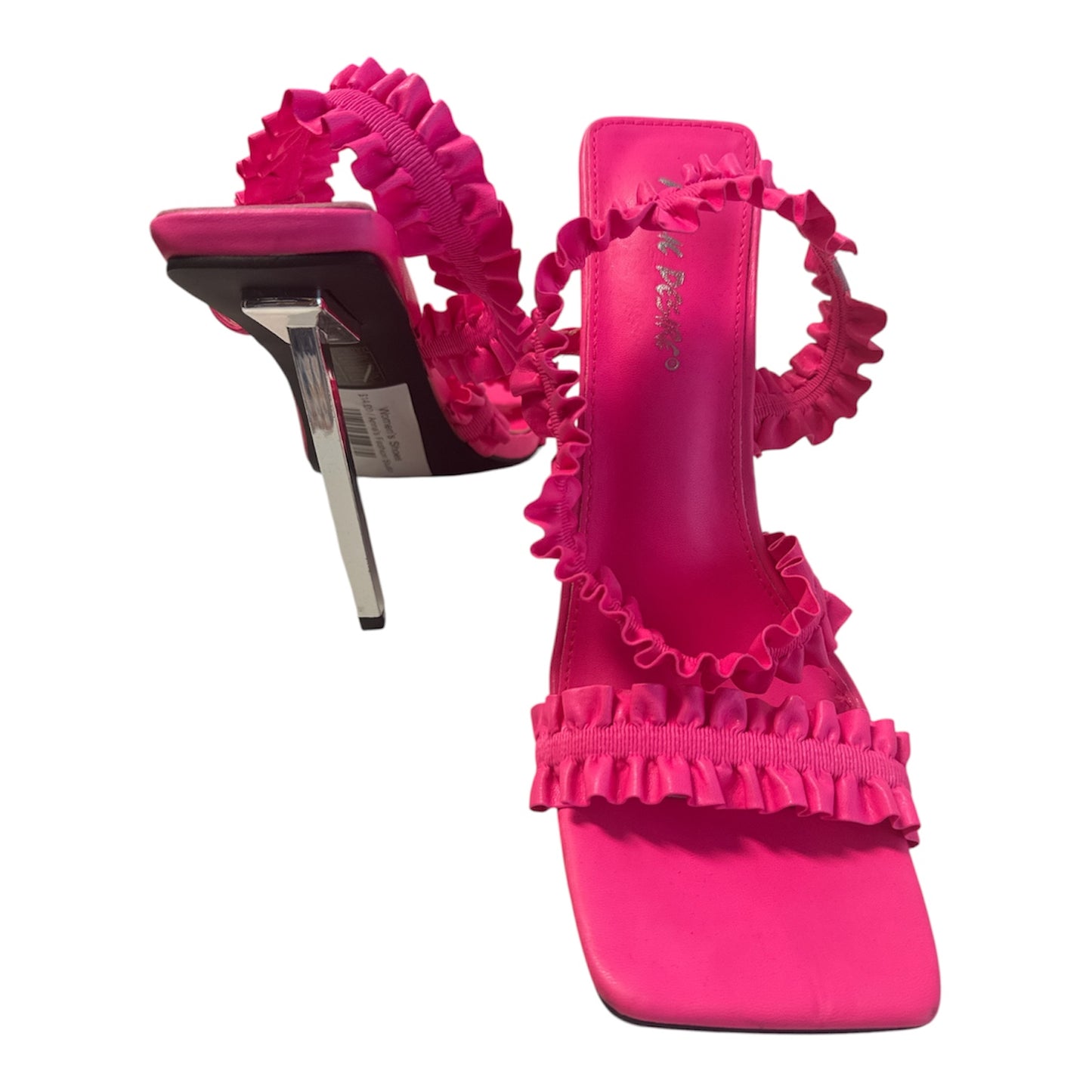 PUBLIC DESIRE HOT PINK RUFFLE STRAPPY HEELS – SIZE 7 NEW