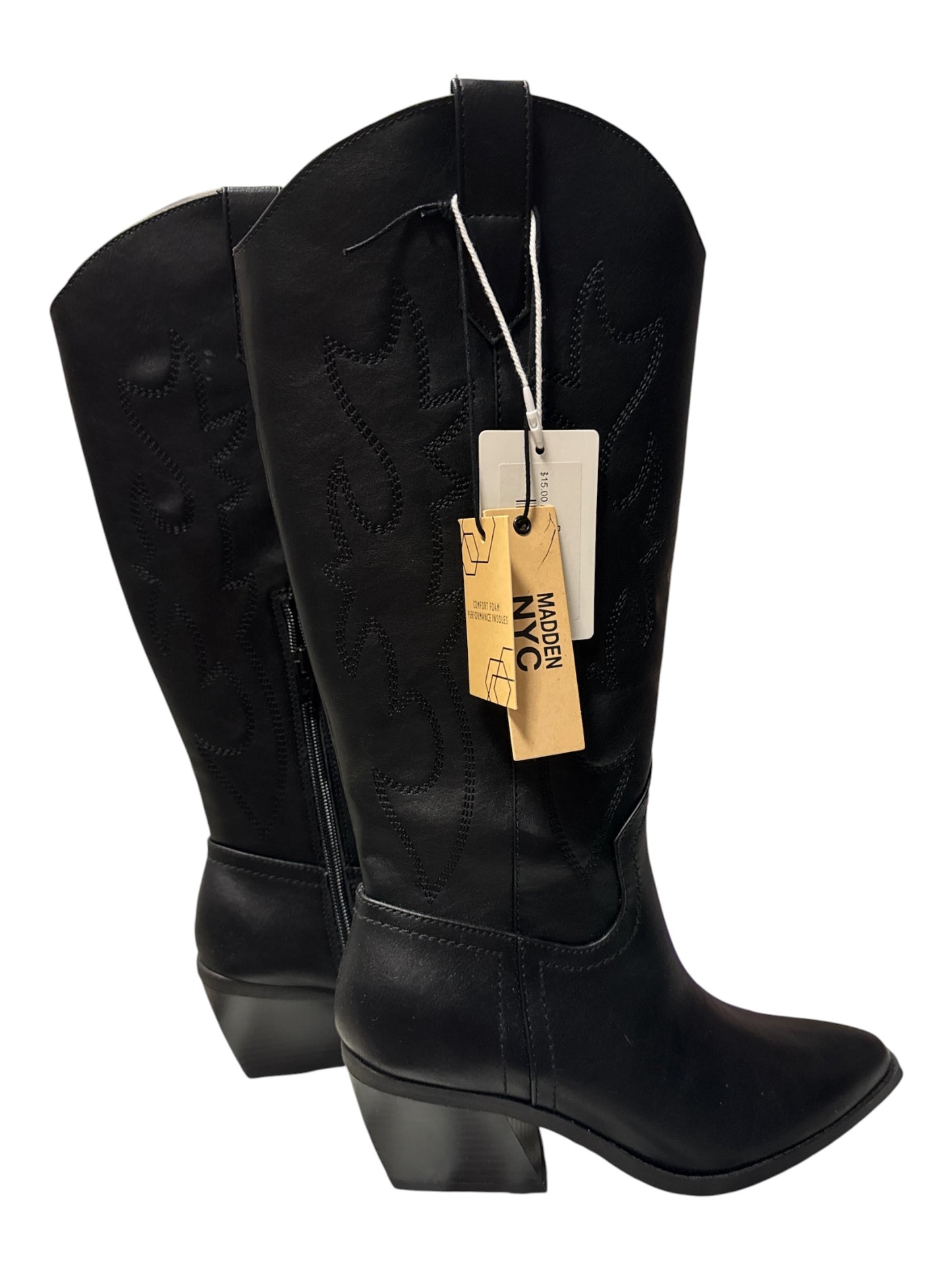 MADDEN NYC BLACK WESTERN COWBOY BOOTS SIZE 6