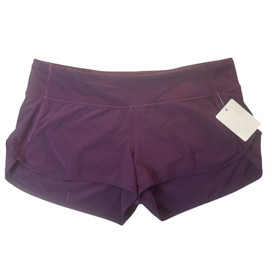LULULEMON PURPLE SPEED SHORTS WITH BUILT-IN LINER – SIZE 8