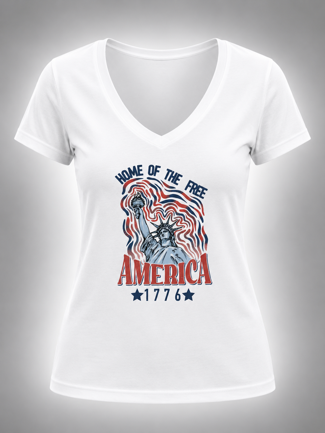 HOME OF THE FREE AMERICA V-NECK TEE – SIZE S