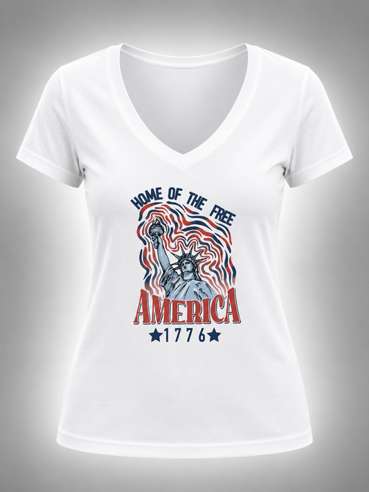 HOME OF THE FREE AMERICA V-NECK TEE – SIZE S