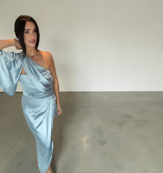 ONE SHOLDER SATIN DRESS