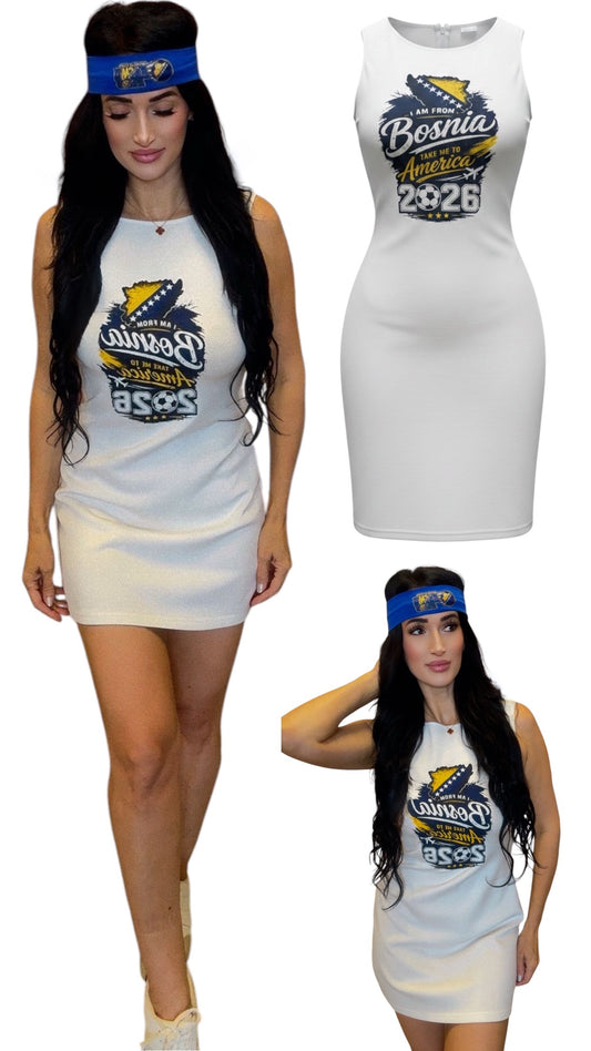 I AM FROM BOSNIA TAKE ME TO AMERICA 2026 DRESS – SIZE M
