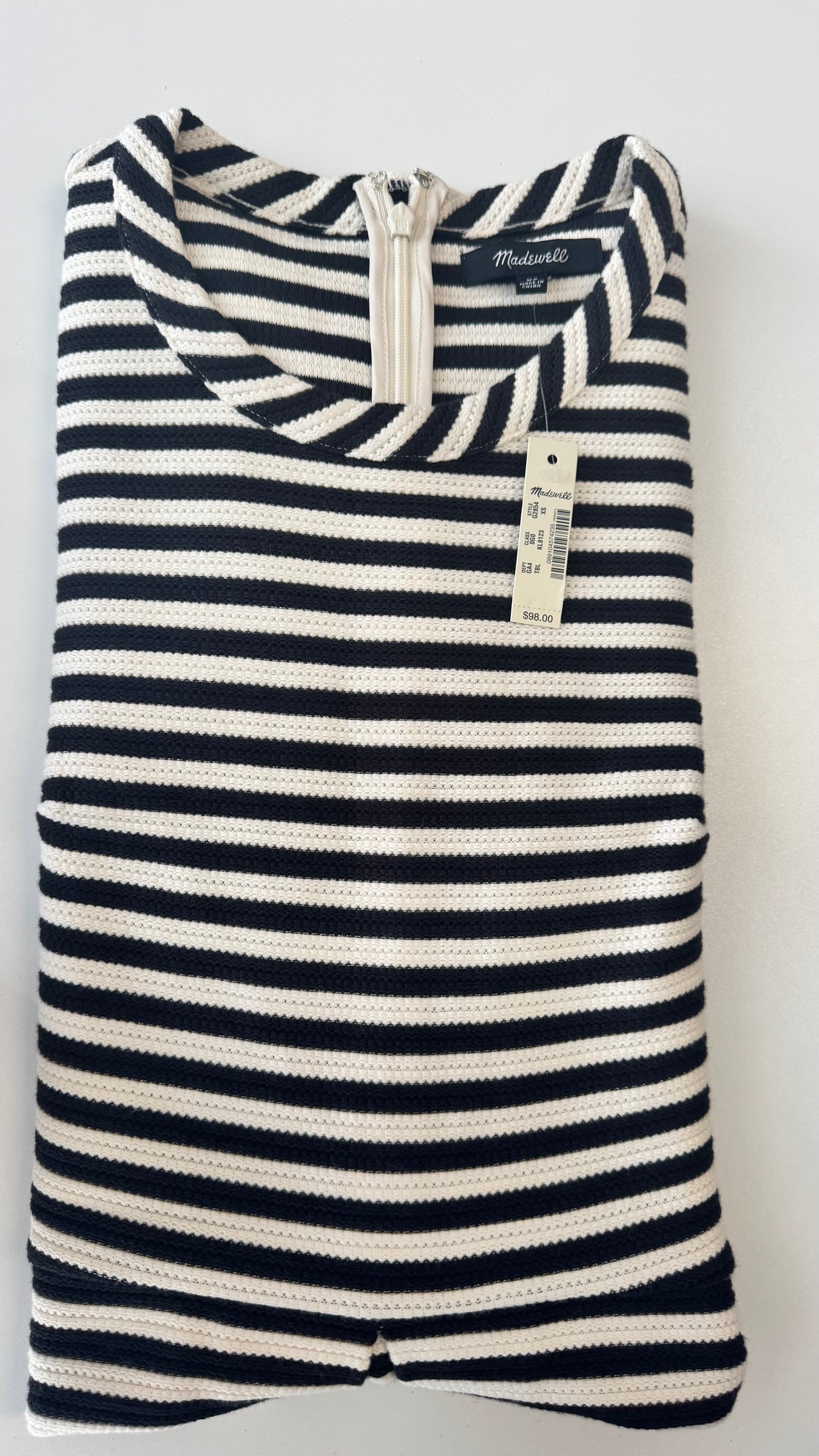 MADEWELL STRIPED FIT & FLARE DRESS – NWT – SIZE XS