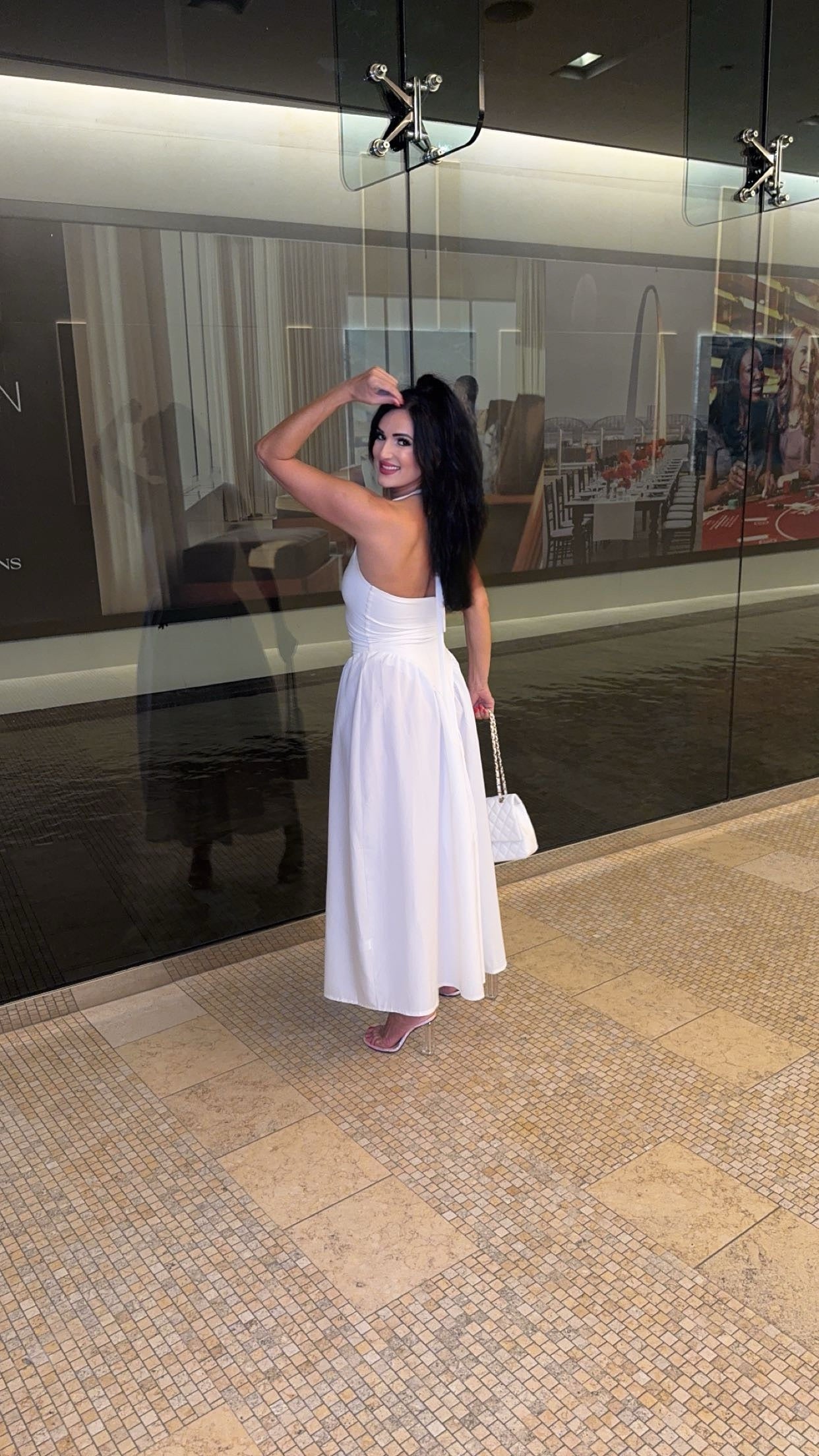 V HALTER MAXI DRESS / WHITE