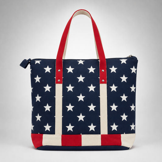 USA STARS CANVAS TOTE BAG