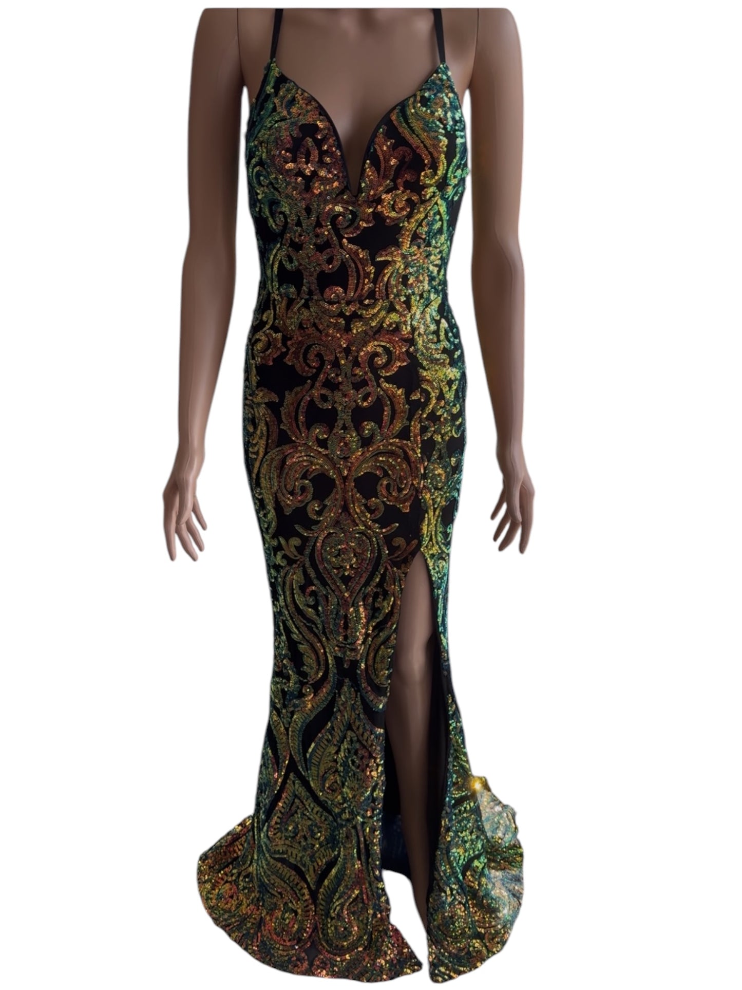 WINDSOR MULTICOLOR SEQUIN MERMAID GOWN – SIZE S