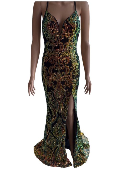 WINDSOR MULTICOLOR SEQUIN MERMAID GOWN – SIZE S