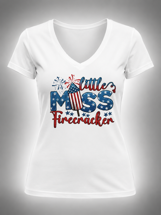 LITTLE MISS FIRECRACKER V-NECK TEE – SIZE M