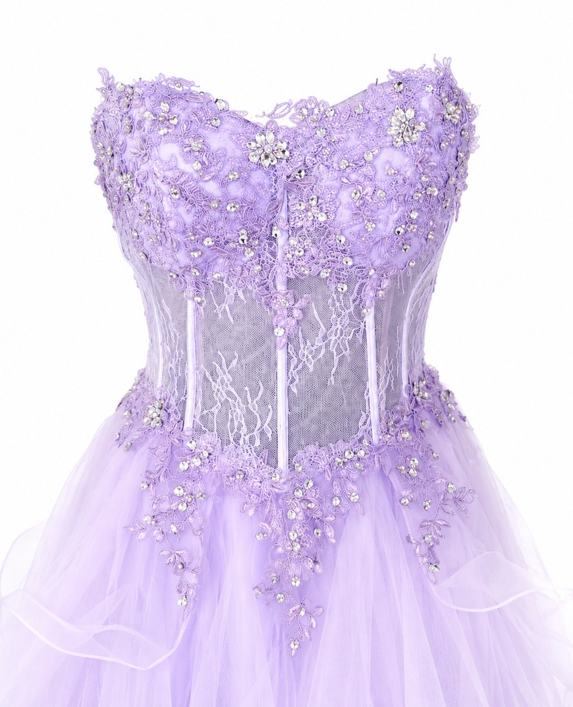 KISSPROM LILAC BEADED TULLE CORSET GOWN – SIZE 2 / NWT