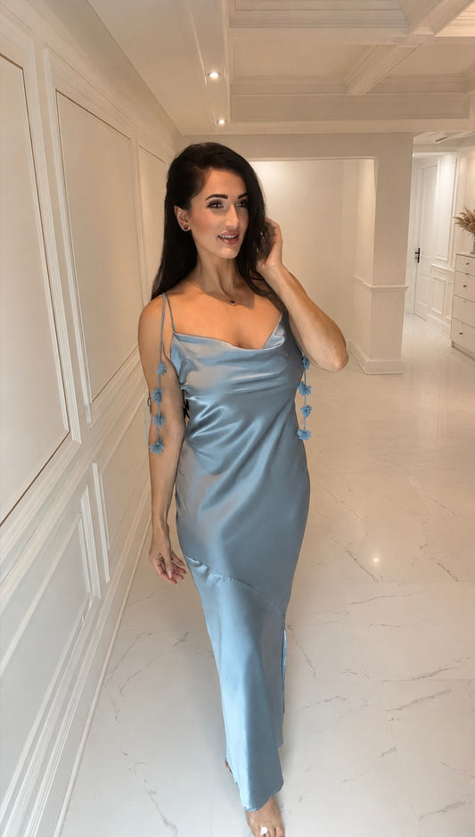 FLOWER STRAP MERMAID MAXI DRESS