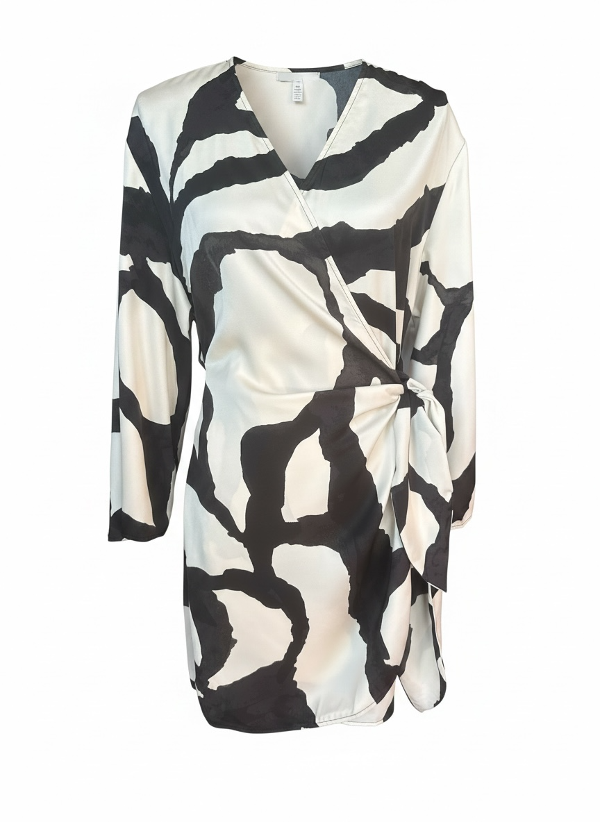 H&M ABSTRACT PRINT WRAP DRESS – SIZE S
